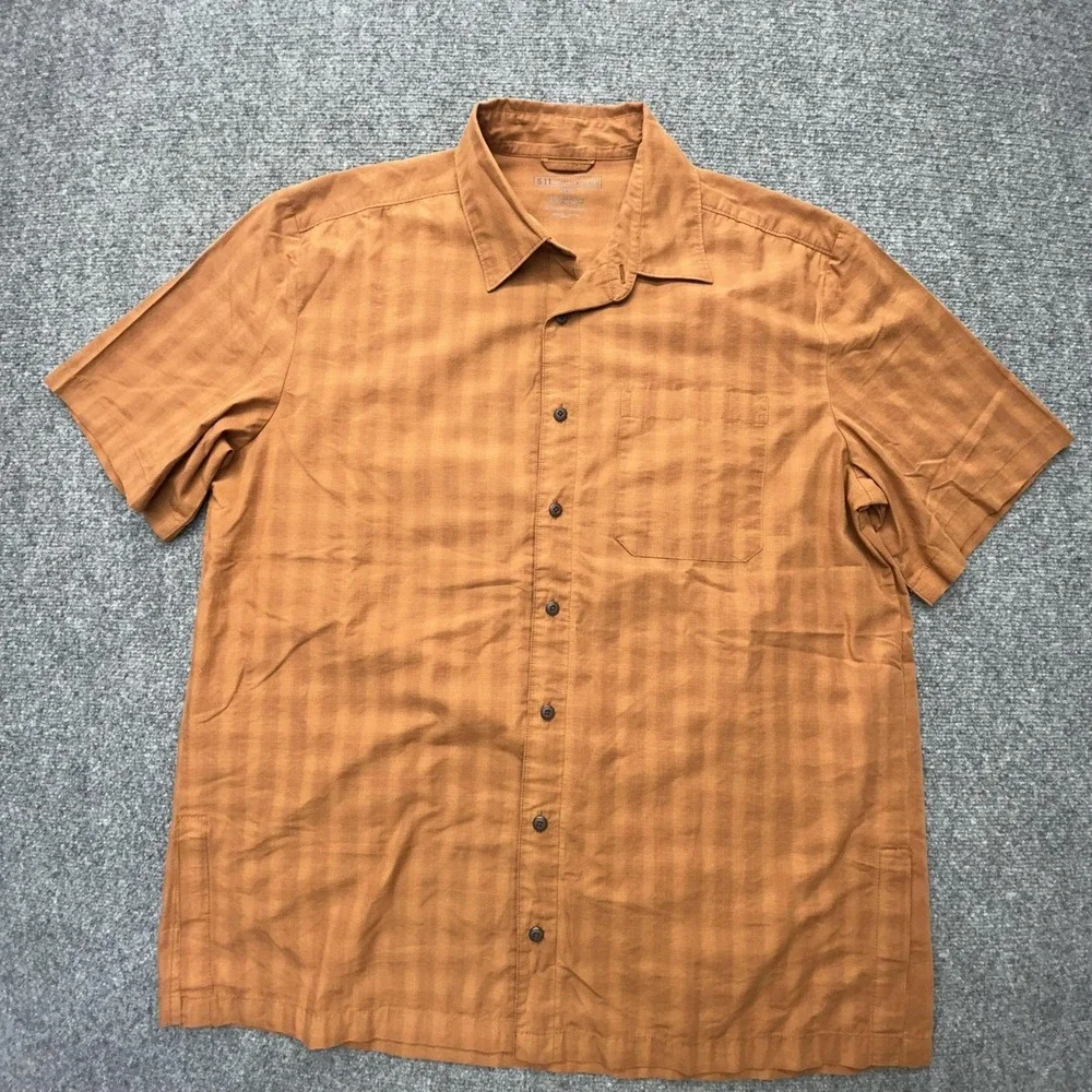 5.11 Tactical Shirt Men Large Orange Short Sleeve Snap Front Vented Conceal 511 - Picture 6 of 8